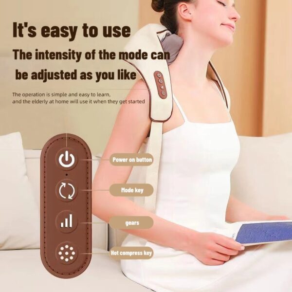 Hot Selling Electric Neck And Shoulder Massager Wireless Pulse Cervical Kneading Shiatsu Heating Relax Body Neck Shawl Massager