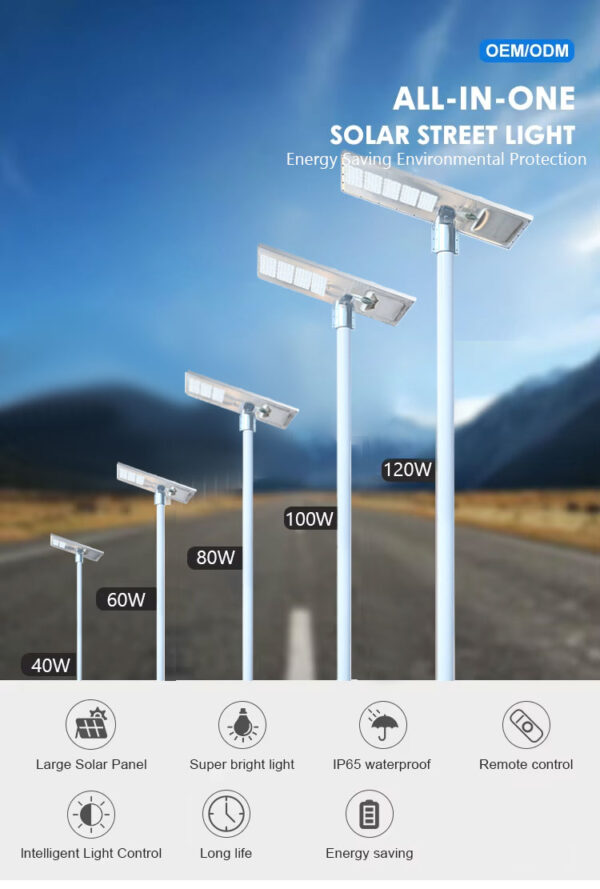 Energy-efficient solar outdoor lighting street lamp（60W）