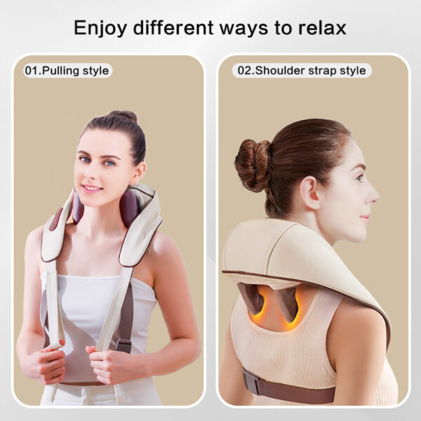 Hot Selling Electric Neck And Shoulder Massager Wireless Pulse Cervical Kneading Shiatsu Heating Relax Body Neck Shawl Massager