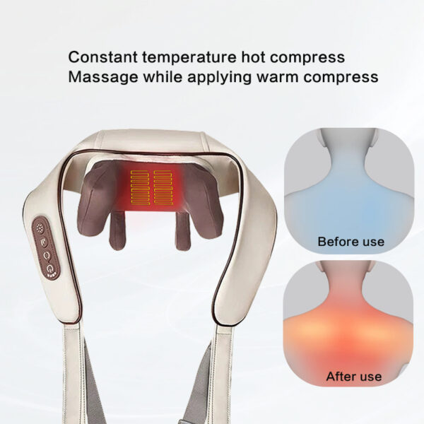 Hot Selling Electric Neck And Shoulder Massager Wireless Pulse Cervical Kneading Shiatsu Heating Relax Body Neck Shawl Massager