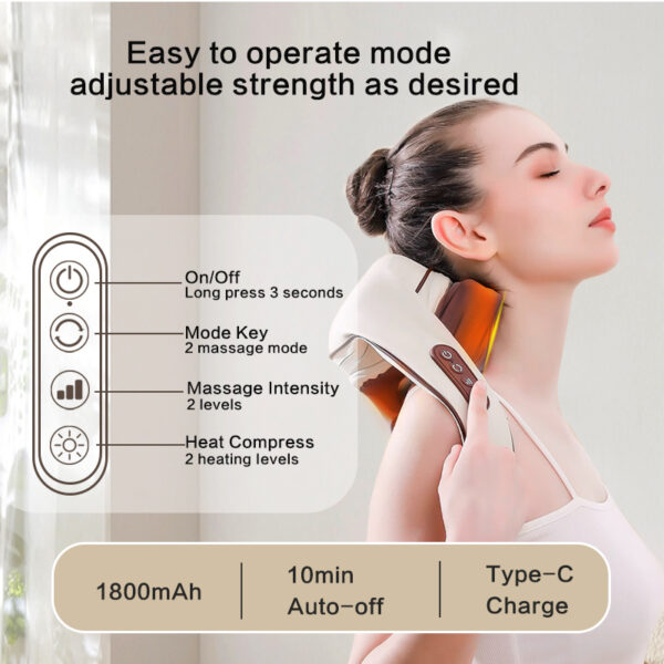 Hot Selling Electric Neck And Shoulder Massager Wireless Pulse Cervical Kneading Shiatsu Heating Relax Body Neck Shawl Massager