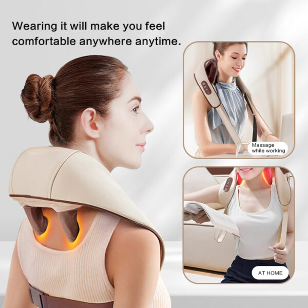 Hot Selling Electric Neck And Shoulder Massager Wireless Pulse Cervical Kneading Shiatsu Heating Relax Body Neck Shawl Massager