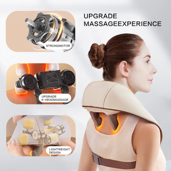 Hot Selling Electric Neck And Shoulder Massager Wireless Pulse Cervical Kneading Shiatsu Heating Relax Body Neck Shawl Massager